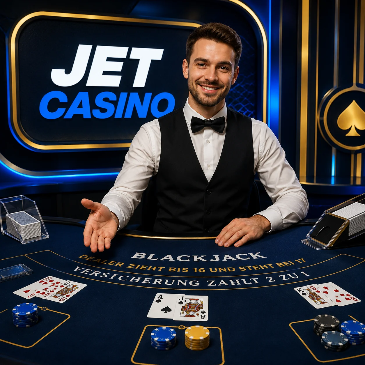 Live-Casino bei Jet Casino mit Roulette- und Blackjack-Tischen